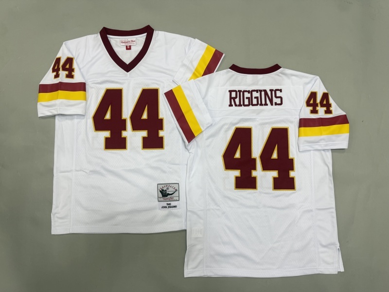 Men 2025 Washington Redskins #44 Riggins white Throwback Limited NFL Jersey style 001->cleveland browns->NFL Jersey